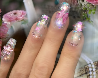 Uñas de mariposa transparentes / ATAÚD DE BAILARINA / Uñas de - Etsy España