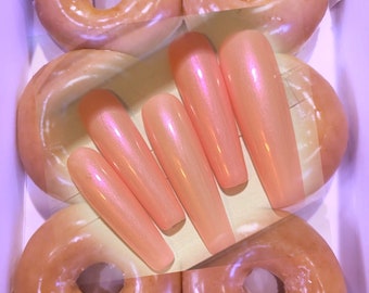 Donut Worry/Pink Glazed donut press on nails/XXl nails/Pick your length