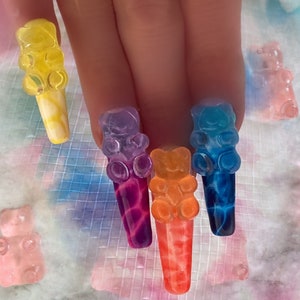 It&#39;s A Love Thing/Rainbow Pride Nails/Gummy Bear Rainbow crocodile alligator snakeskin extra long press on nails