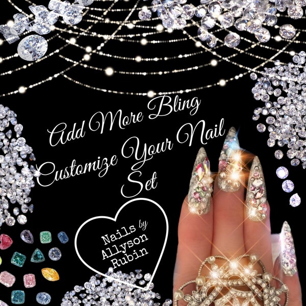Glam your own nails! Add on Bling or your own personal touch!/Allyson Rubin cosmetic/Heart nails/extra long press ons/v day nails