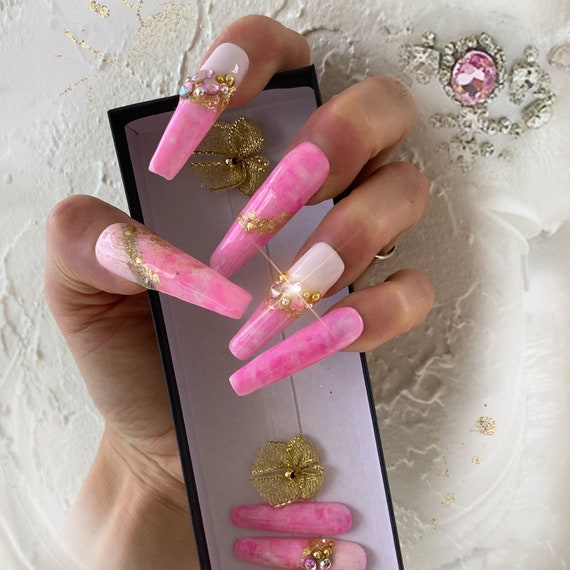 Pink & Gold Marble Nail Art Foil | Pink & Gold Marble Nail Art Foil by  Dixie Plates