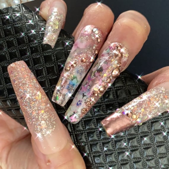 Glam AF Victorian Queen Press on Nails/rose Gold With Sparkle - Etsy