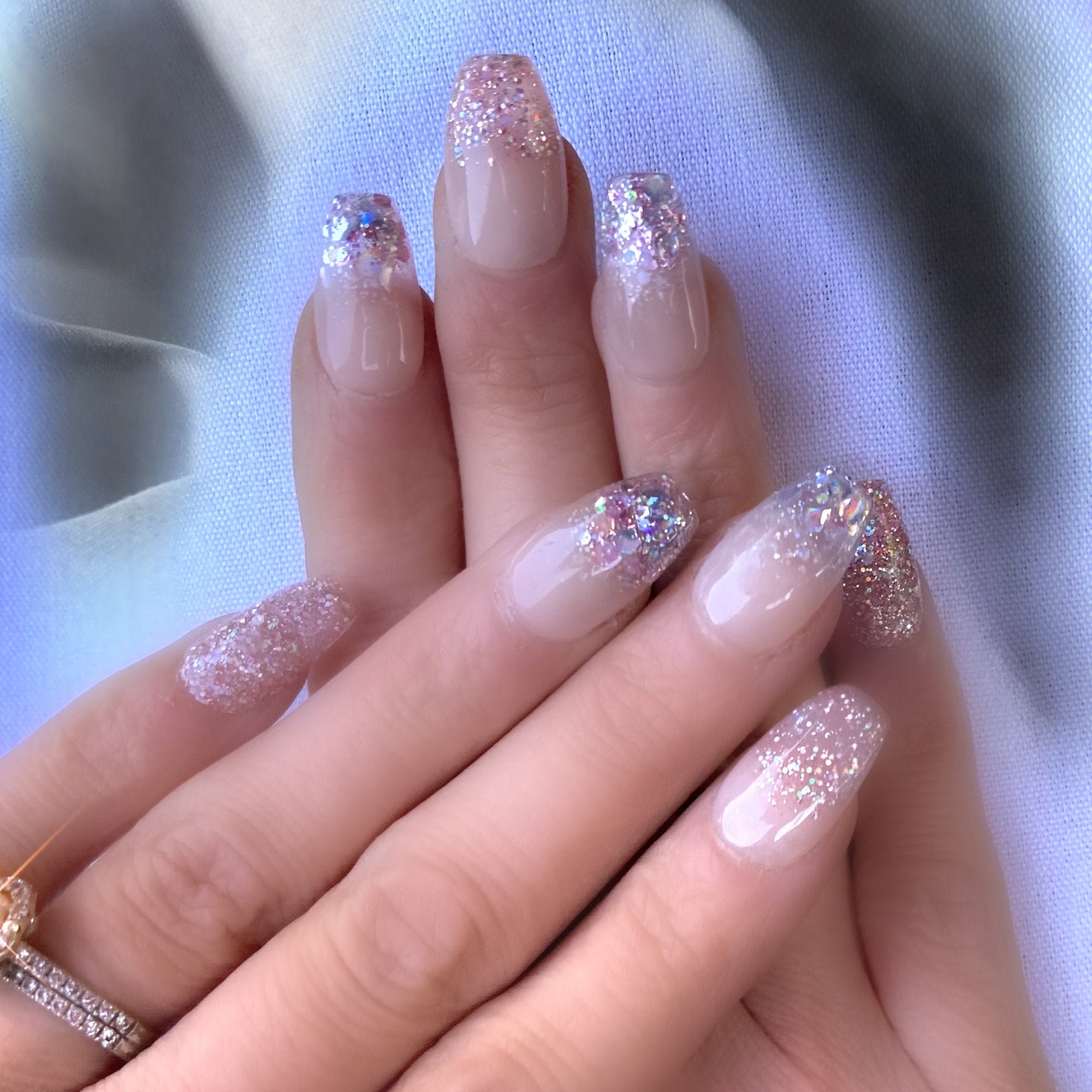 Drama Queen Clear French W/glitter Press on Nails/extra - Etsy Hong Kong