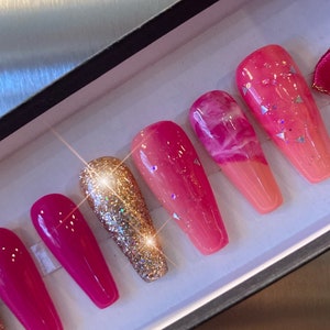 Vivrant Thing/Snatched Peach and Pink Ombré Glitter Press on Nails