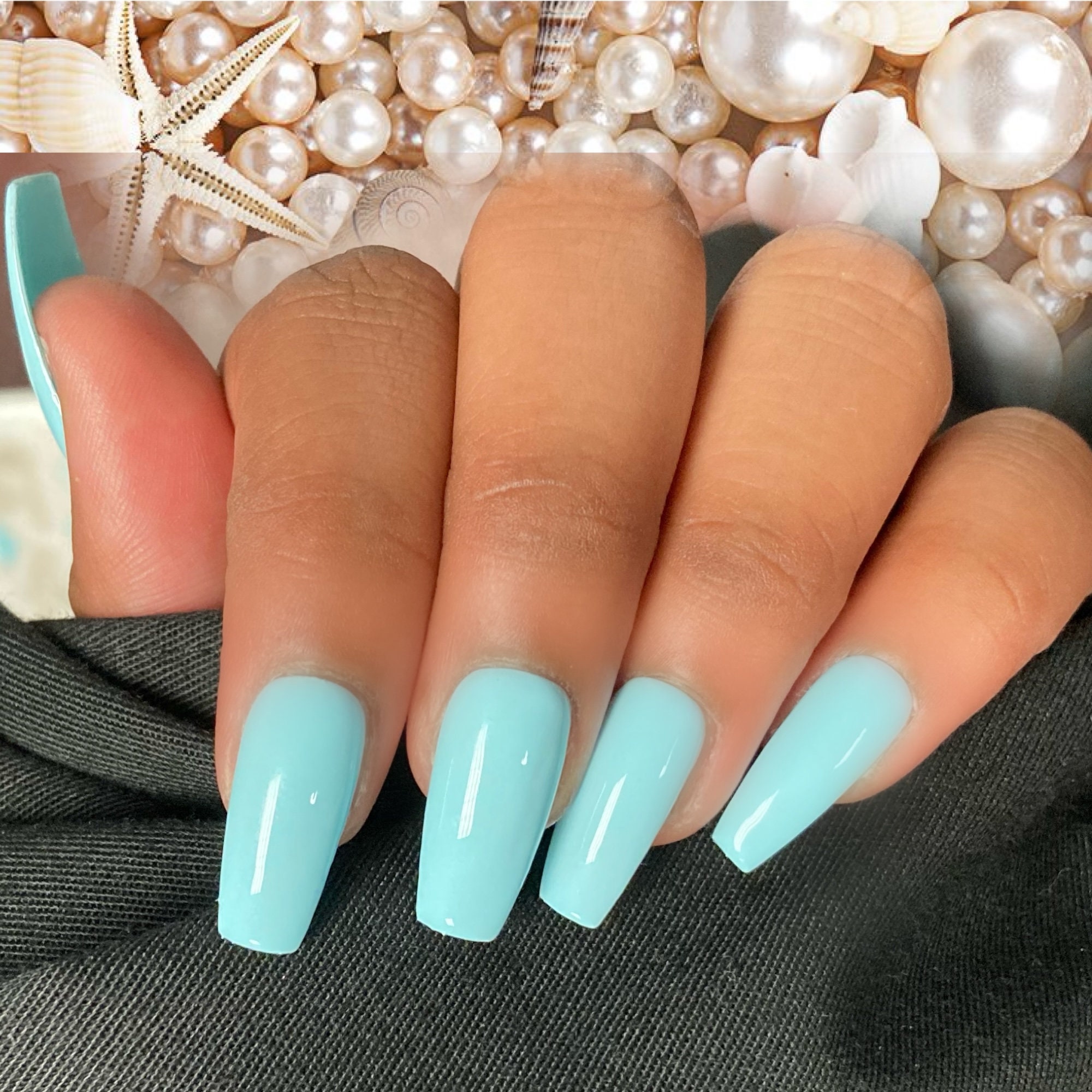 Baby Blau Nagel Set Handgefertigt Extra Lange Drucken Auf Etsy