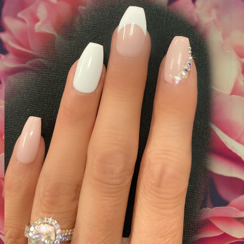 Oh She's So Classy Short/medium BALLERINA COFFIN/Diamond/Press on Nails/wedding/false nails /glue on nails / Bridal Nails / Bling nails image 1