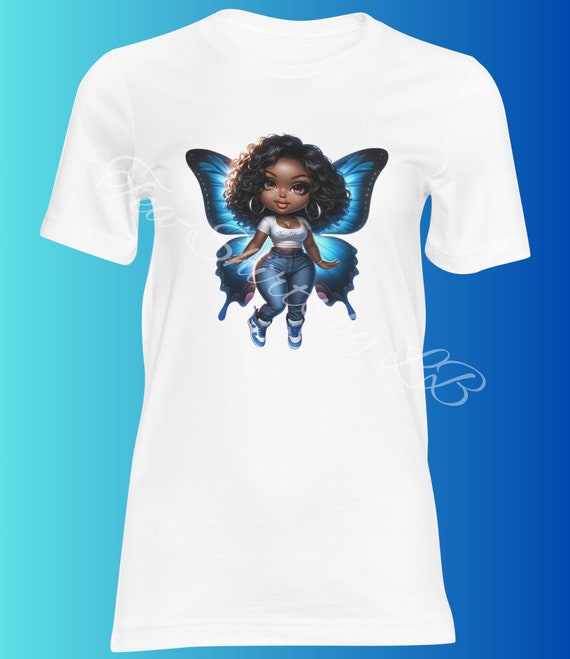 Lady Butterfli Tea-Shirt Blue Black Hair