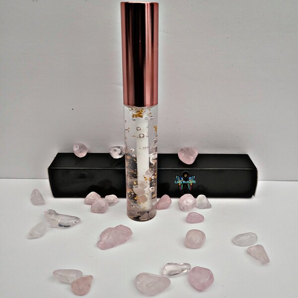 I AM Love Affirmation Rose Quartz Crystal Healing Lip Gloss; Manifest; Gift for her; Birthday Gift; Anniversary