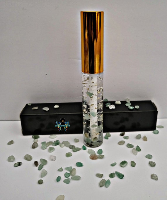 I AM Abundant Affirmation Green Adventurine Crystal Healing Lip Gloss; Manifest; Gift for her; Birthday Gift; Anniversary