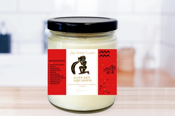 Aquarius Zodiac Birthstone Candle; Choose Your Scent; Birthday Gift; Anniversary Gift; Christmas Gift; For Her; For Him; Home Decor