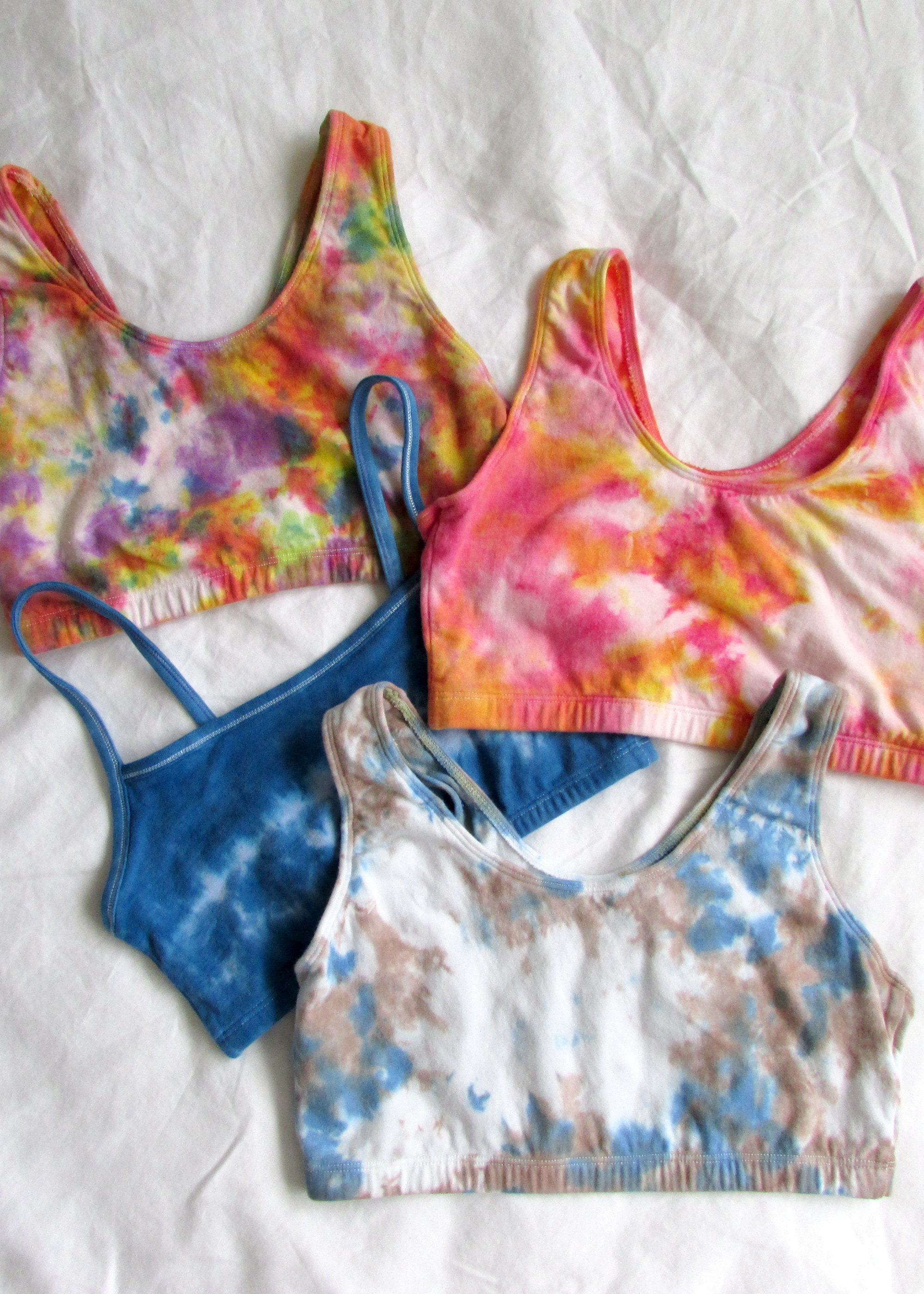 Tie Dye Sports Bra Top in Rainbow Splatter Etsy