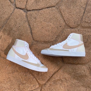 Neutral Nike Blazer Mid with pink Detail