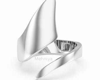 925 Sterling Silver Ring, Silver Wrap Ring, Wide Ring, Chunky Ring, Minimalist Ring, Trendy Ring, Abstract Geometric Ring, Adjustable Ring