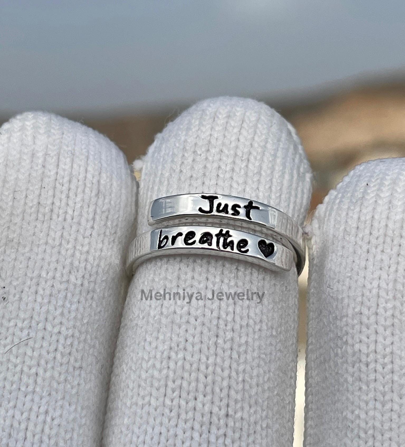 Aazon.co: BEILIN Just Breathe Rings 925 Sterling Silver Adjustable...