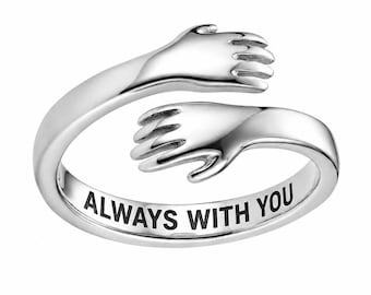 Anillo de plata de ley 925, anillo fino de plata, anillo ajustable, anillo grabado, regalos de cumpleaños para hijas, madres, hermanas, esposas y amigas.