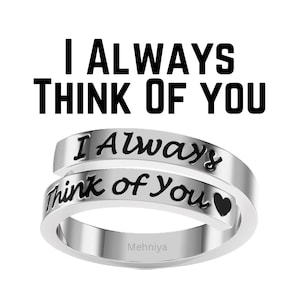 Ich denke immer an Dich Ring, verstellbar 925 Sterling Silber Ring | Herzliches Geschenk | Geschenk für Liebe | Geschenk für Freund | Anlaufsicherer Ring