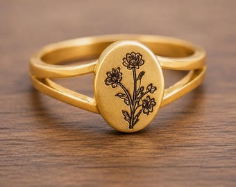 Personalisierte Geburtsblumen Ring | Familie Blumen Ring | Mehrere Geburtsblumen Schmuck | Geschenke zum Muttertag | Weihnachtsgeschenke