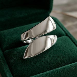 Anillo abstracto de plata de ley 925 / Anillo grueso de plata de Mehniya / Anillo llamativo de plata / Anillo geométrico ajustable / Anillo delicado único