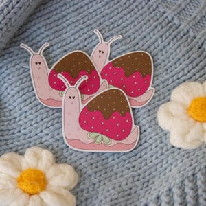 Chocolate Strawberry Snail sticker | vinyl laptop sticker | cute snail | bottle sticker
