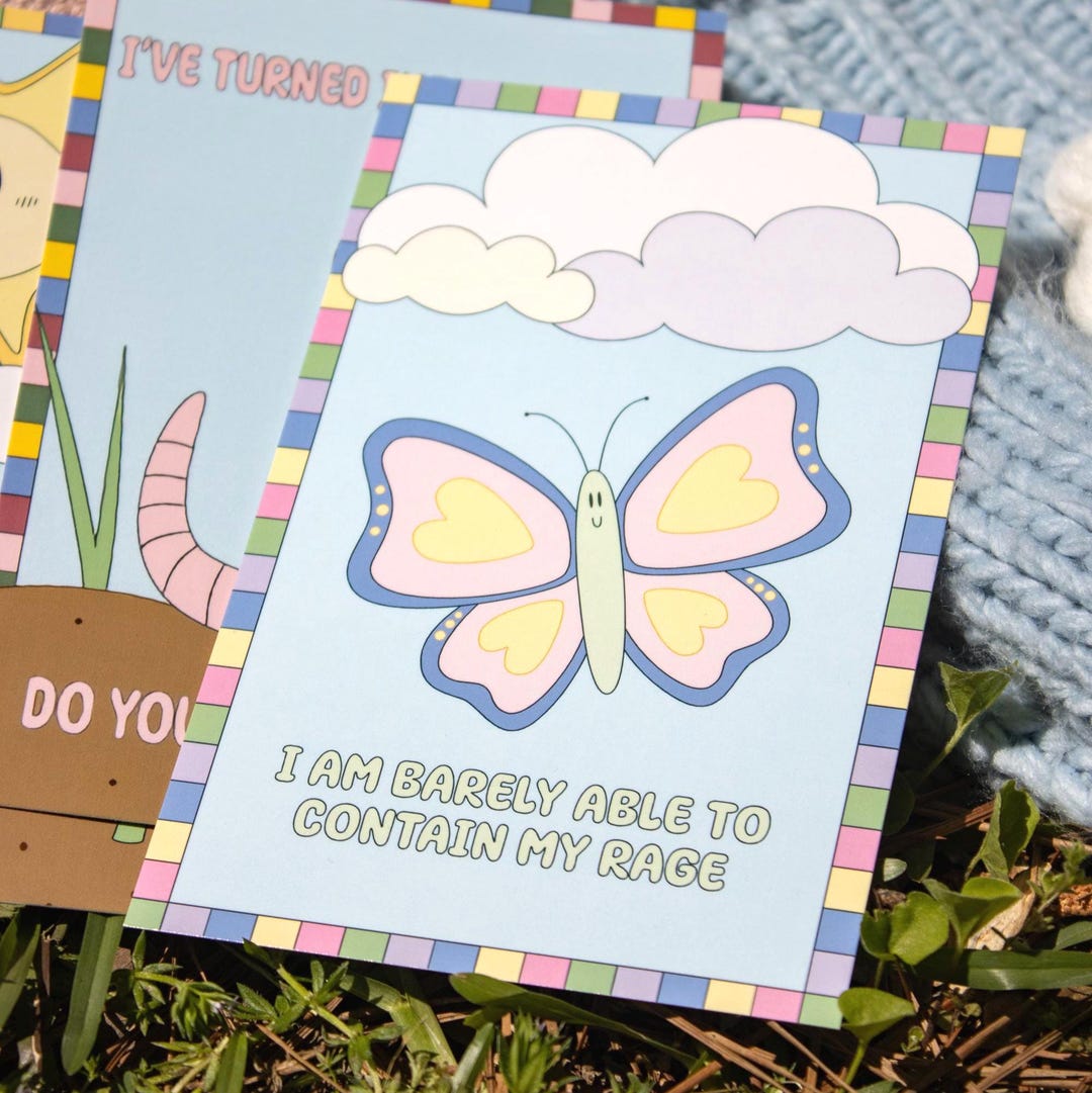 Barely Contained Rage Butterfly | Funny Postcard - Etsy