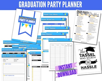 Graduation Party Planner Digital Download: Grad Party Planning Printable Checklist, Guest List, Decorations, Budget Plan
