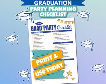 Graduation Party Checklist For Planning A Graduation Party Digital Download Grad Party Checklist Printable PDF Graduation Planner