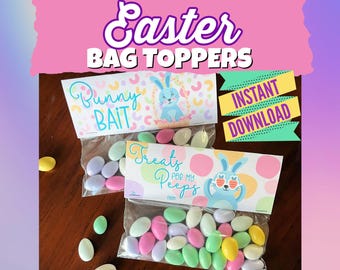 Printable Easter Bag Toppers, Easter Treat Bag Tags, Bunny Treat Labels, Kids Easter Favor Tags, DIY Easter Basket Printable, Instant Downlo
