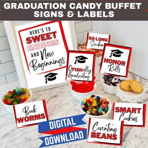 Red Graduation Candy Buffet Signs Candy Bar Label Grad Party Graduation Candy Label Red Graduation Candy Signs Grad Party Food