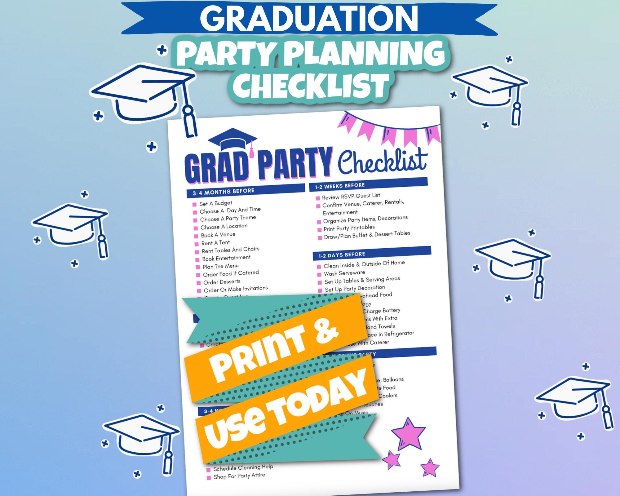 Graduation Party Checklist for Planning A Graduation Party Digital ...