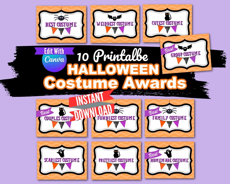 Halloween Costume Certificate Template Editable Halloween Printable ...