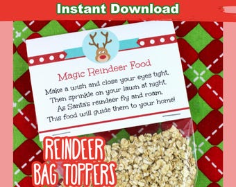 Magic Reindeer Food Poem Label Printable Reindeer Food Bags Christmas Eve Magical Reindeer Food Gift Tag Magic Reindeer Food Bag Topper