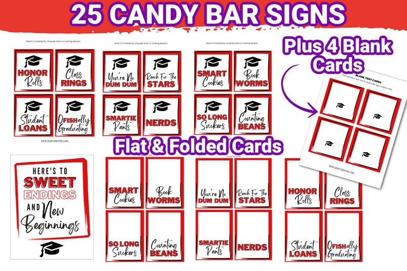 Red Graduation Candy Buffet Signs | Candy Bar Label | Grad Party ...