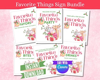 Christmas Party Printable Favorite Things Party Sign Digital Download Editable Template Holiday Gift Exchange Game Welcome Sign