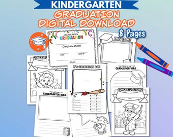 Kindergarten Graduation Activity Pages Printable, End of Year Memory Book, Preschool Graduation Coloring Pages, Last Day of School Keepsake