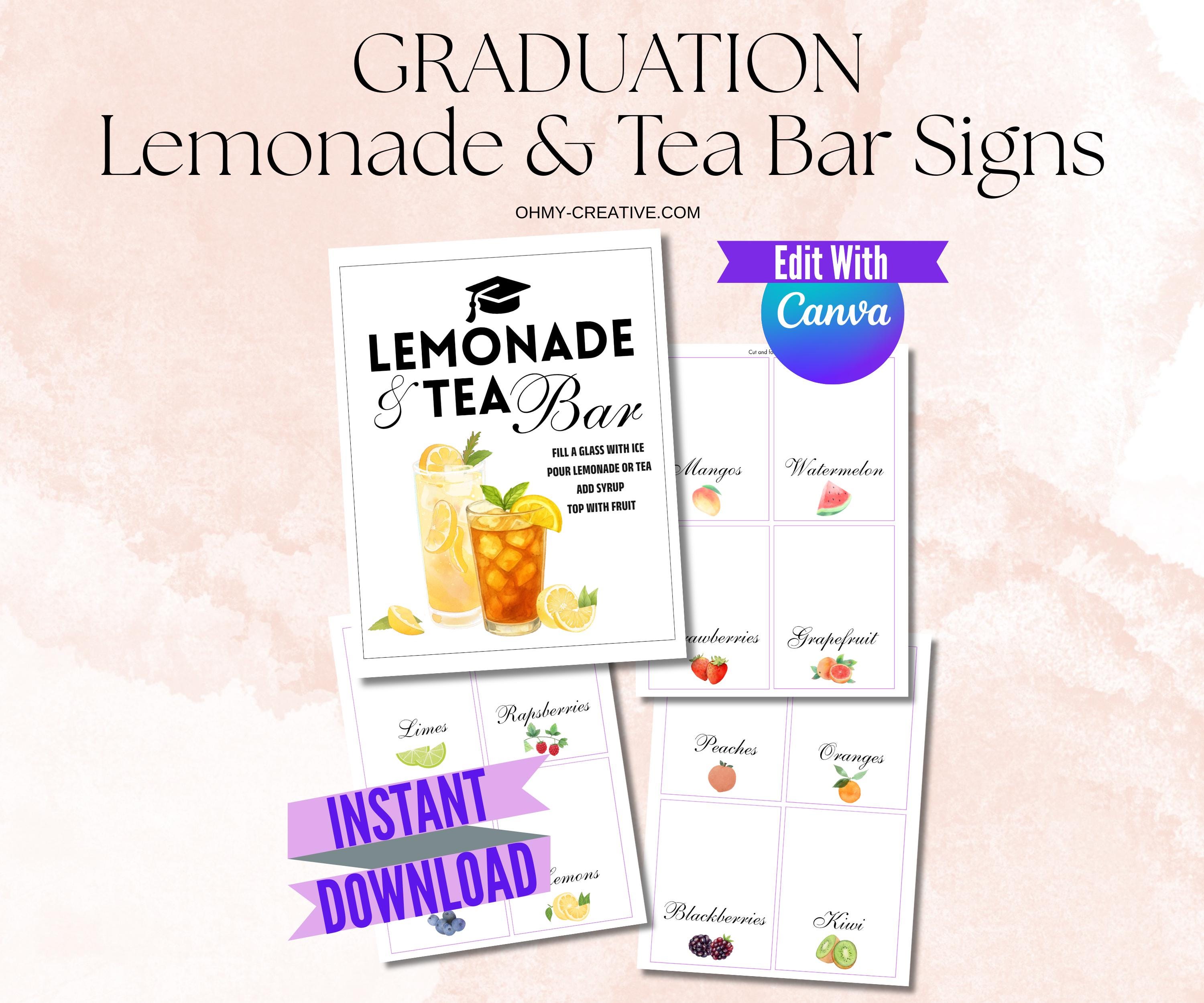 Graduation Party Lemonade & Tea Bar Signs Bundle Editable Grad Table ...