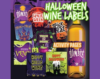 Halloween Wine Label Bundle | Halloween Party Decor | DIY Wine Label | Instant Download | Halloween Labels | Halloween Party Decor