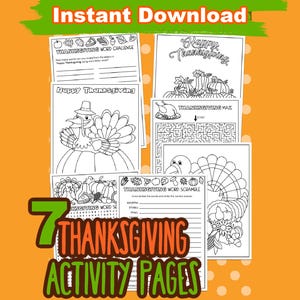 Thanksgiving Activity Pages For Kids Thanksgiving Digital Download Thanksgiving Coloring Pages Turkey Activities Thanksgiving Game Printable