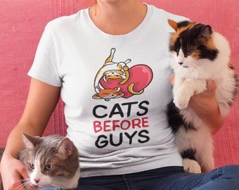 Cats Before Guys, Valentine's Day Shirt, Cat Mom Valentines Day, Cat Lover Cat Lady