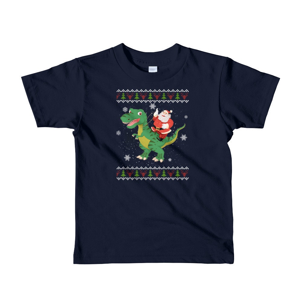 Santa and Dinosaur Christmas Shirt Kids Christmas Shirt - Etsy