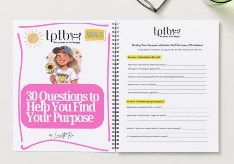 How to Find Your Purpose | 30 Questions to Get Unstuck | Self-Discovery Worksheets (PDF Download) image 1
