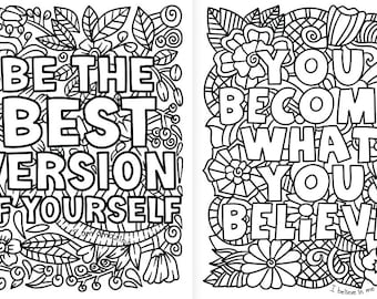 Coloring Pages for Self-Love| Affirmation, Stress Relief Color Fun for Adults (PDF Download)