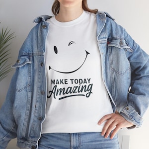 Smile Today Cotton Tee: Smiley Face Wink T-Shirt