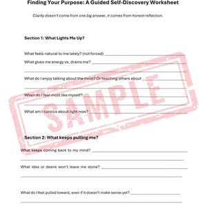 How to Find Your Purpose | 30 Questions to Get Unstuck | Self-Discovery Worksheets (PDF Download) image 10