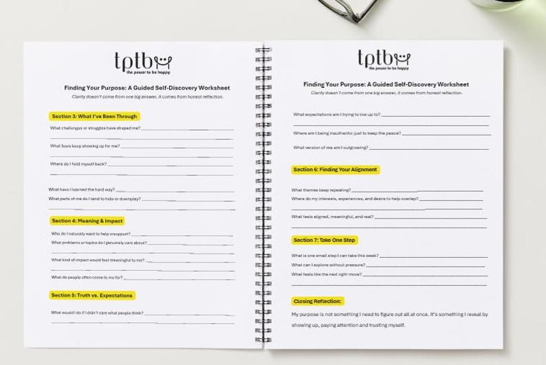 How to Find Your Purpose | 30 Questions to Get Unstuck | Self-Discovery Worksheets (PDF Download) image 6