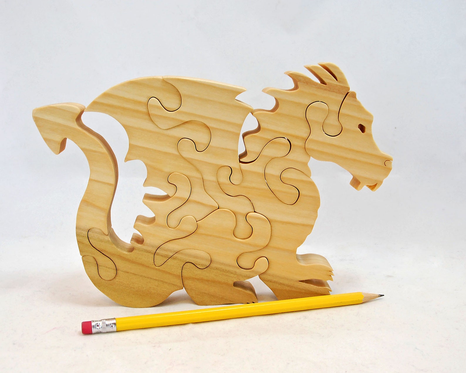 Wooden Dragon Puzzle That Stands up • Fantasy Art Shelf Sitter • Desk ...