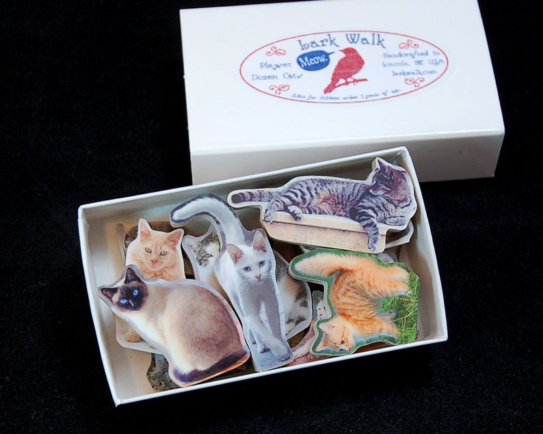 Stacking Cats Playset. One Dozen Wooden Cat Toys. Cat Game. 12 Etsy