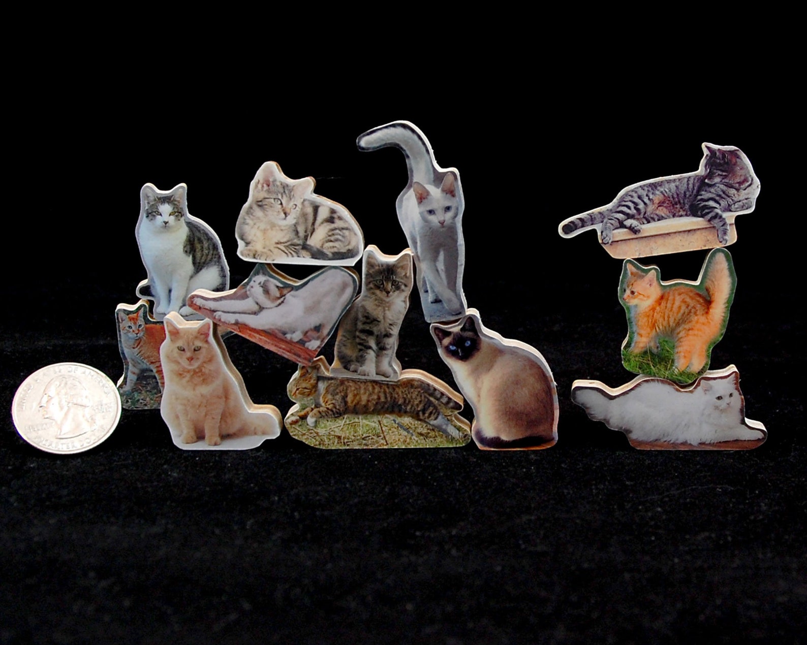 Stacking Cats Playset. One Dozen Wooden Cat Toys. Cat Game. 12 Etsy