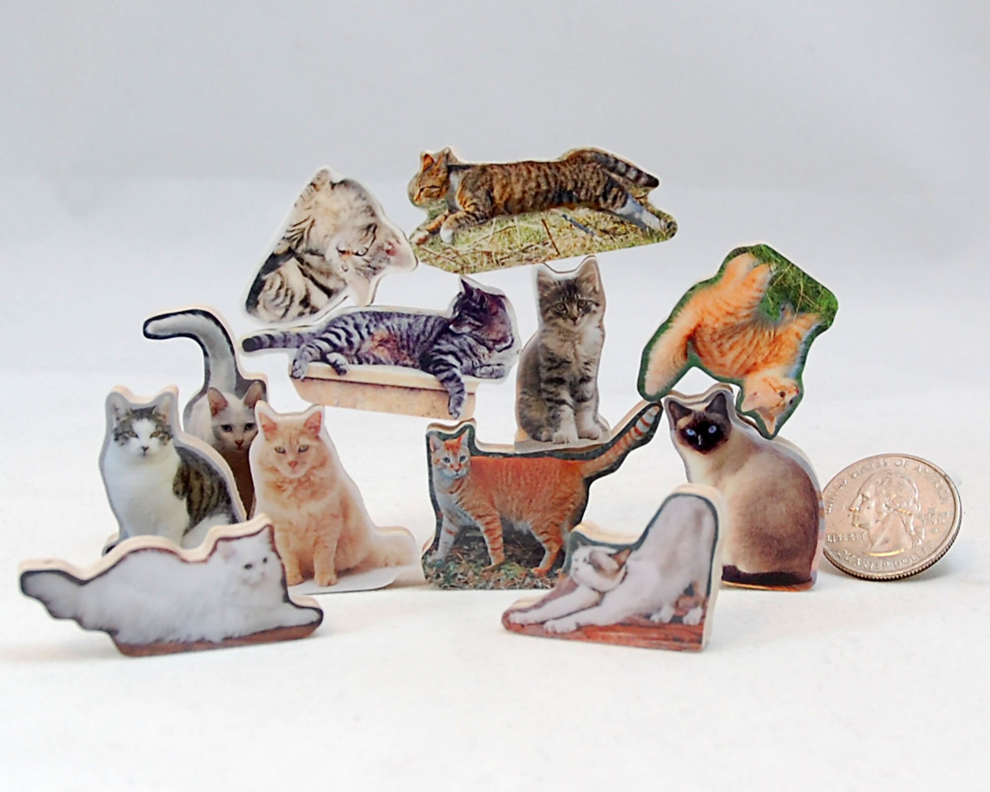 Stacking Cat Stacking Cats Playset. One Dozen Wooden Cat Toys. Cat Game. 12 Hand Cut ...