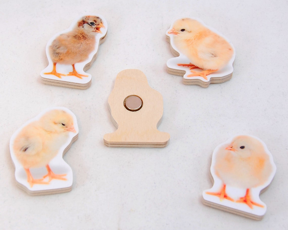 Chick 5 Set. Handcut Wooden Fridge Etsy