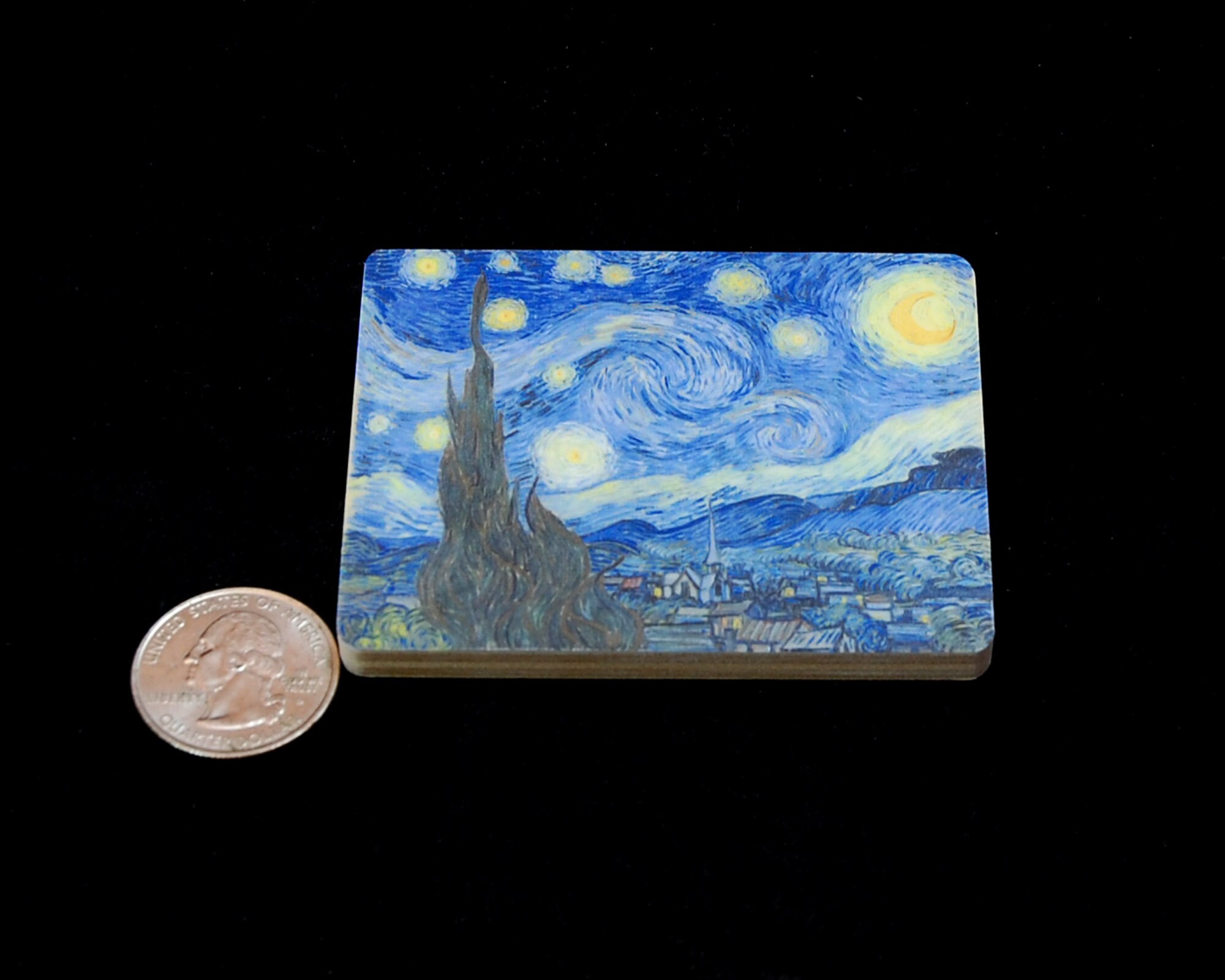 Starry Night Magnet. Hand-cut Wooden Fridge Magnet. Van Gogh Art Print ...